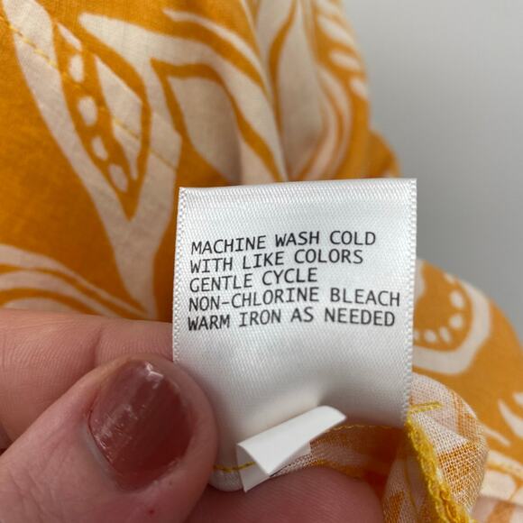 Panama Jack Women's Linen Blend Yellow & Cream Floral Blouse Top Size Medium - Picture 11 of 11